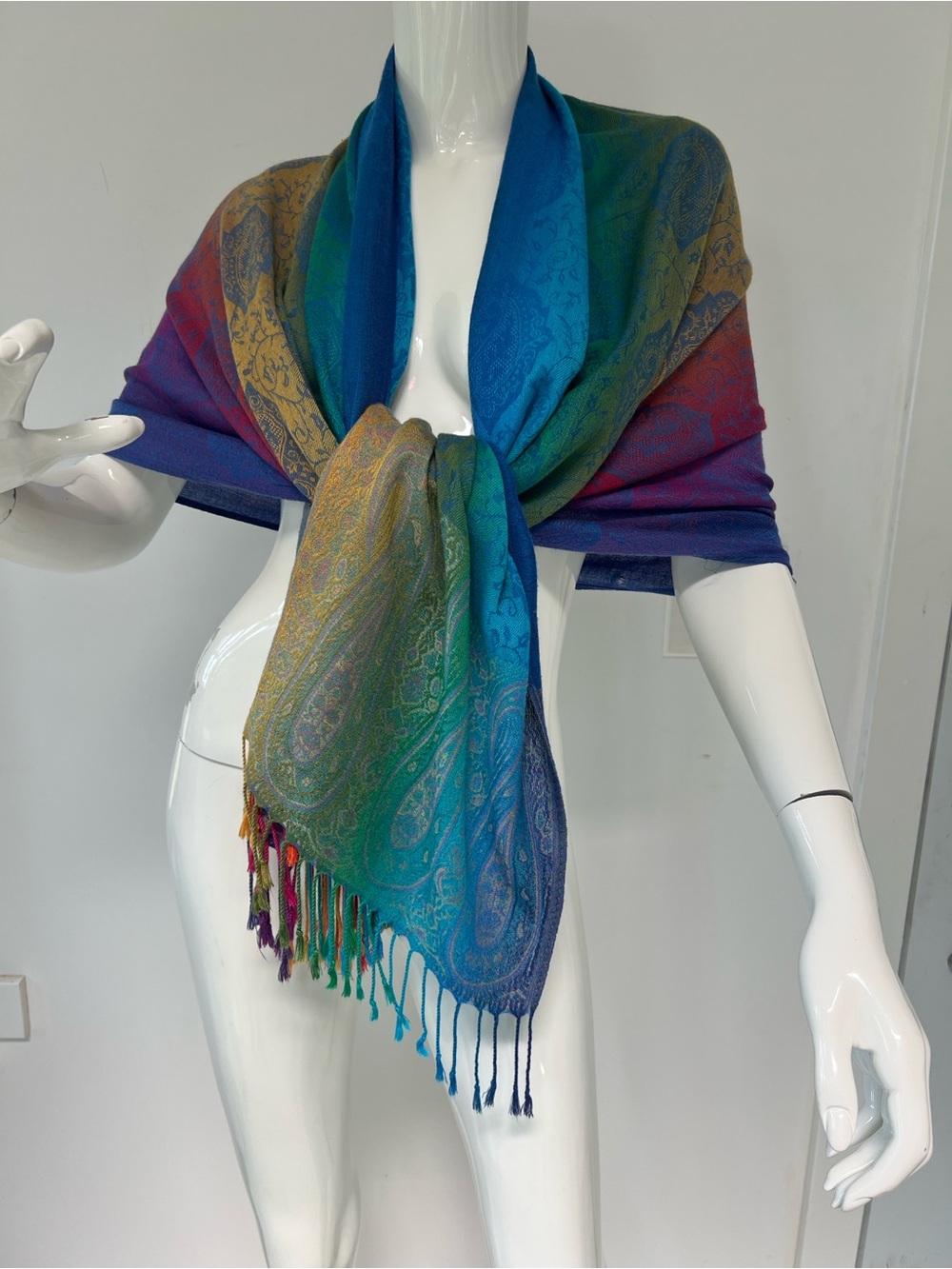 pashmina 100% Cashmere multicolour Scarf Shawl 68”x28” luxury
